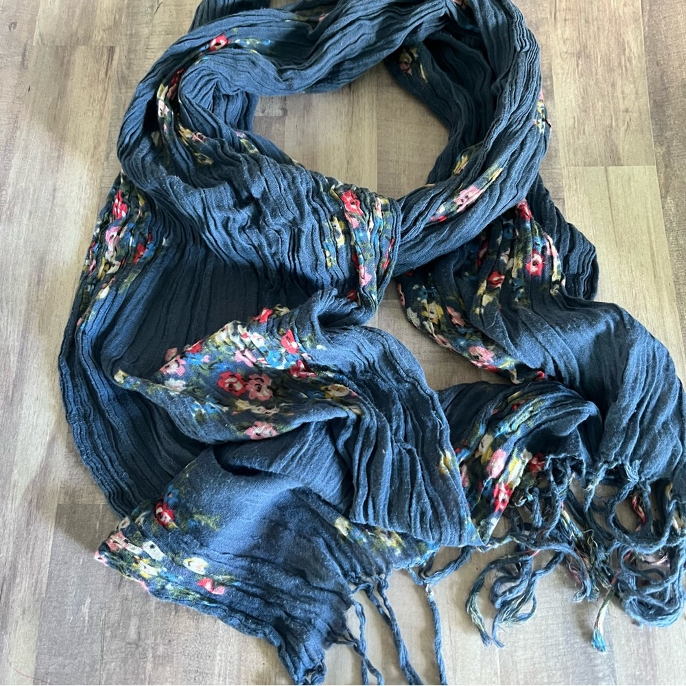 Muted Navy Floral Scarf cottage vibes
